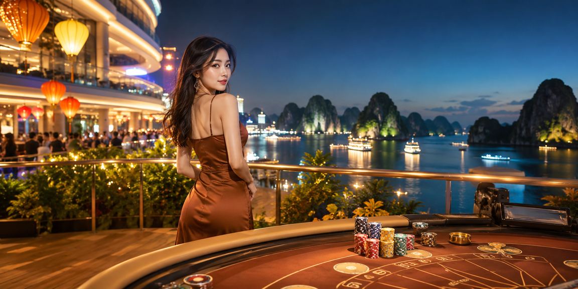 Phong cảnh vịnh Hạ Long kết hợp không khí casino baccarat trực tuyến tại Việt Nam